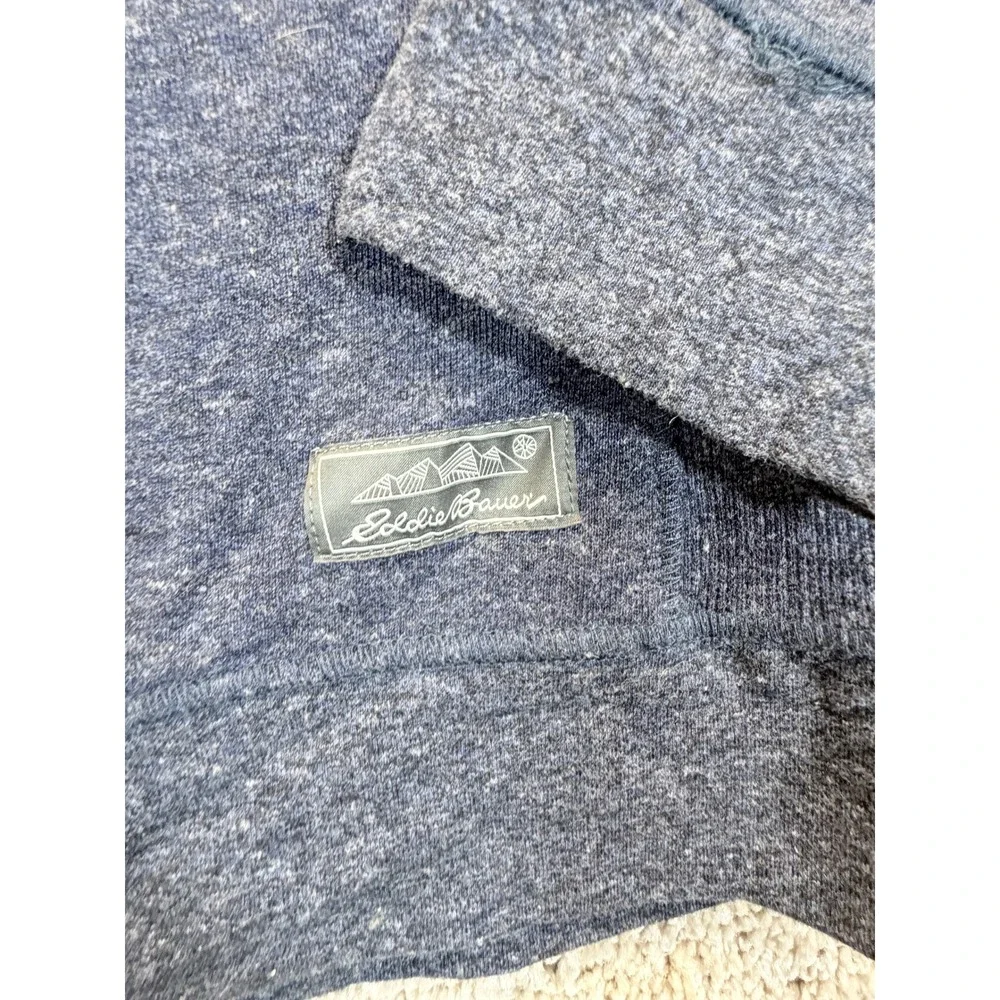 Eddie Bauer Mens Lounge Sweatshirt Large Blue Heather Raglan Crewneck Fleece L - Picture 2 of 7